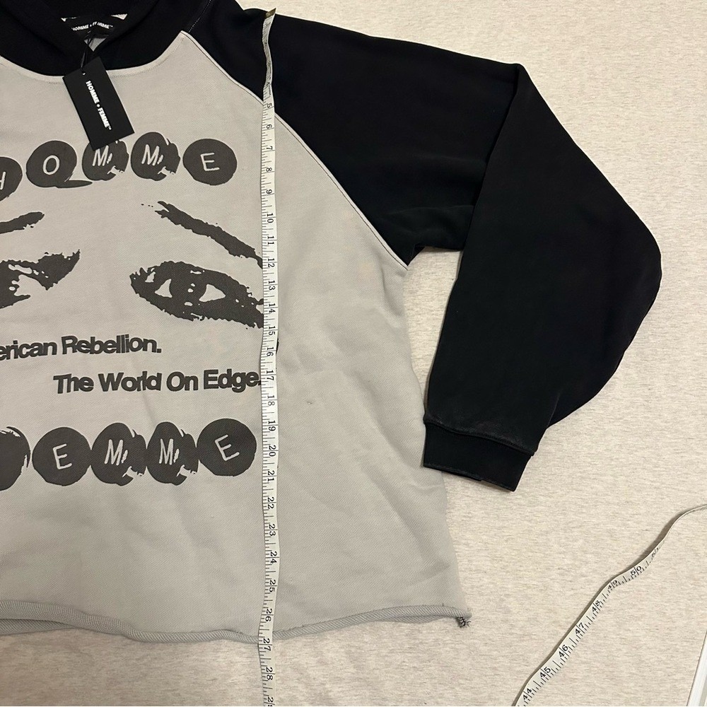 Homme‎ Femme Black and Gray Graphic Hoodie - Picture 5 of 7